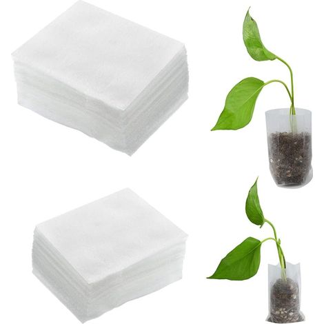 SHINING HOUSE 00 bolsas para plantas, bolsas de cultivo de plántulas, bolsas biodegradables para viveros, bolsas de tela degradables para plantas, para tela no tejida (2 tamaños), 10 x 12 cm, 16 x 14 (1/5)