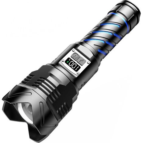 Lampara De Mano Led Recargable - 1000000 Lumen - Enfoque Ajustable - Pantalla Lcd - Usb-C - Ip66 - Para Camping Senderismo Emergencias Exterior - 1 Unidad (1/5)