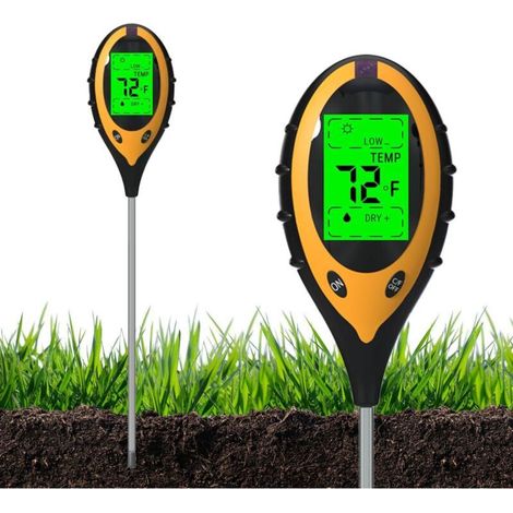 4-in-1 Soil Tester, pH/Temperature/Moisture/Light Tester, Plant Moisture Tester with LED Digital Display for Horticulture, Agriculture and Outdoor Plants