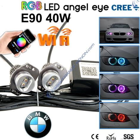 Pack 2 ampoules LED angel eyes compatible avec BMW Série 3 E90 ph1 RGB 20W - Garantie 2 ans