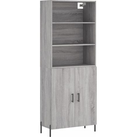 Credenza buffet cassettiera mobile contenitore organizer cucina soggiorno soggiorno alto Sonoma 69,5 x 34 x 180 cm pannelli compositi grigio 020035427