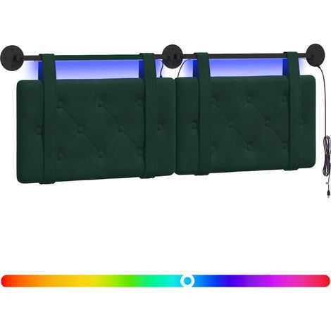 Maison Exclusive - Tête de lit suspendue Avec lumière LED Vert foncé Velours (1/5)