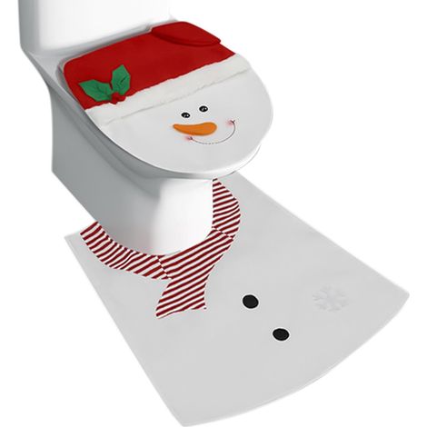 Bath Mat Set, Non Slip with High Hydroscopicity Toilet Rug, Christmas Toilet Seat Cover and Rug, Holiday-Themed Toilet Rug for Festive Bathroom Decor and Cozy Bathroom Atmosphere 34x36cm/13.39x14.17 (1/5)