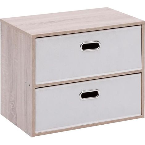 Commode 2 Tiroirs Paniers "Dress Up" 50cm Beige
