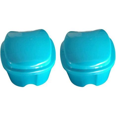 Lot de 2 boîtes de rangement pour prothèses dentaires, étui de rangement portable pour dents artificielles avec charnière et filtre (couleur aléatoire)-M (1/4)