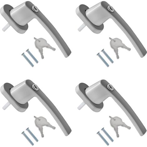 Poignée de fenêtre verrouillable (x4) - Poignée en aluminium avec verrou - Sécurité enfant