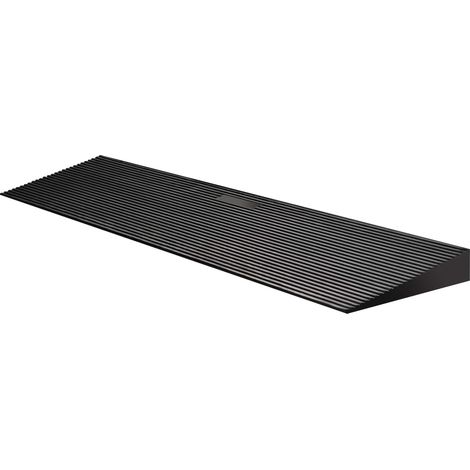 Wiltec Türschwellenrampe bis 50 t, Rollstuhlrampe aus rutschfestem Gummi 900 x 200 x 40 mm, Bordsteinrampe kürzbar für Rollstuhl & Rollator, Rampe für Türen und Badezimmer
