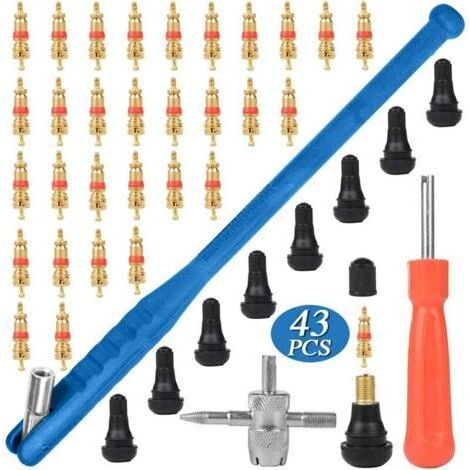 FENOPLASTICA43pcs Kit Outil de Tire Repair, 30pcs Valve Core, 10pcs Voiture Valve de Pneu, pour Kit Outil de Installation Réparation de Valve de Pneu (1/5)