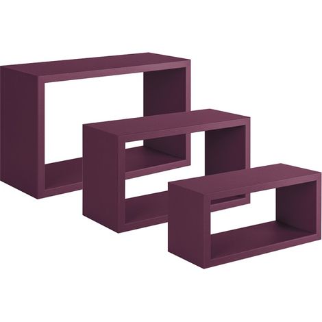 Set 3 mensole rettangolari parete viola scaffale salotto soggiorno camera Trittico (1/4)