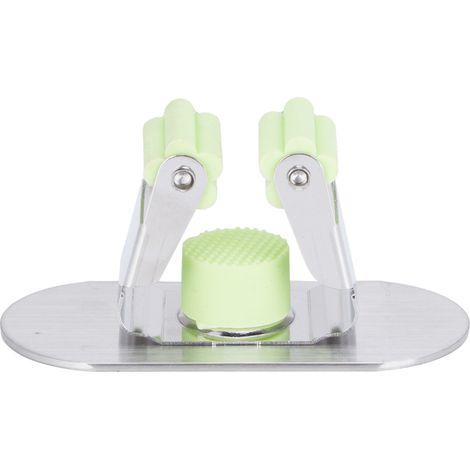 Support de balai en acier inoxydable avec clip de rangement pour cuisine et salle de bain, vert (1/5)