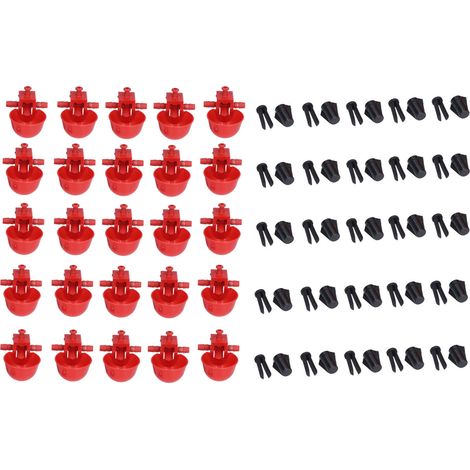 25 gobelets à eau pour poules PP plastique rouge vif, design démontable, équipement d'abreuvoir pour canards oiseaux (1/5)