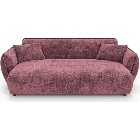 MONA - Canapé droit tissu chenille 3 places - Bordeaux