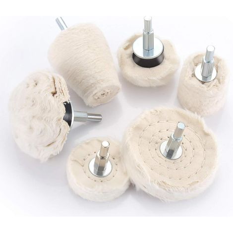 Disque de polissage pour perceuse, accessoire de polissage, jeu de 6 brosses, roue de polissage conique, cône de polissage, tampon de polissage pour aluminium, acier inoxydable, chrome, etc. (1/5)