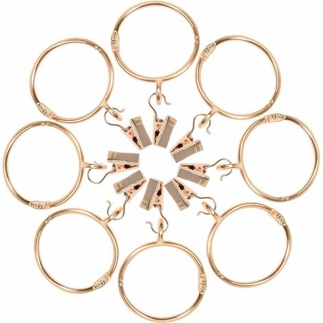 Curtain rings, curtain grommets, clip hooks with curtain grommets, ideal combination with 20 golden curtain rings with clips (1/3)