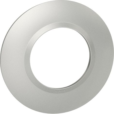Legrand - Plaque ronde Dooxie 1 poste - Finition Effet Aluminium avec bague effet Chrome