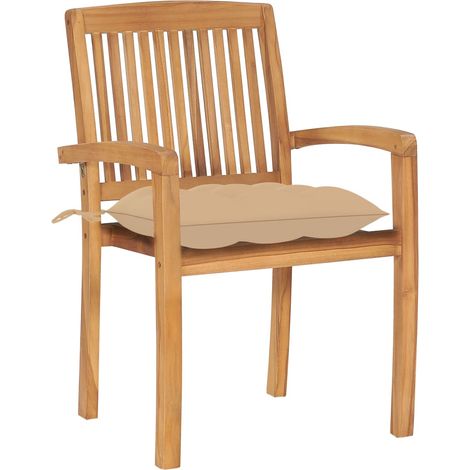 Maison Exclusive - Gartenstühle 2 Stk. mit Beige Kissen Massivhol