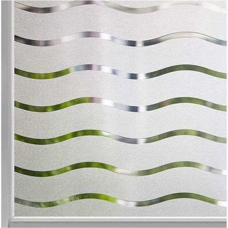 60 x 300 cm Sichtschutzfolie für Fenster, mattiert, selbstklebend, klebstofffrei, blickdicht, UV-beständig, Wellenmuster (1/4)