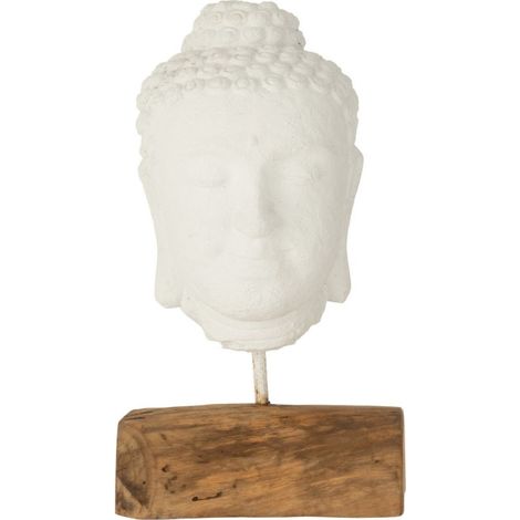 Statuette Déco en Ciment "Tête" 44cm Blanc & Naturel (1/3)
