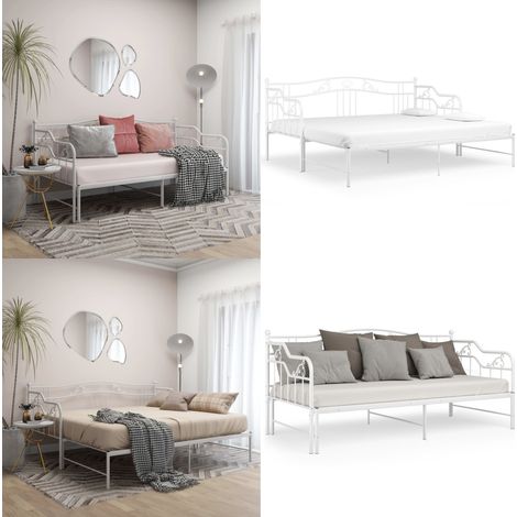 Cadre de canapé-lit extensible sans matelas blanc 90x200 cm - Canapé Convertible - Lit Invité - Lit Compact - Cadre Lit - Literie - Home & Living