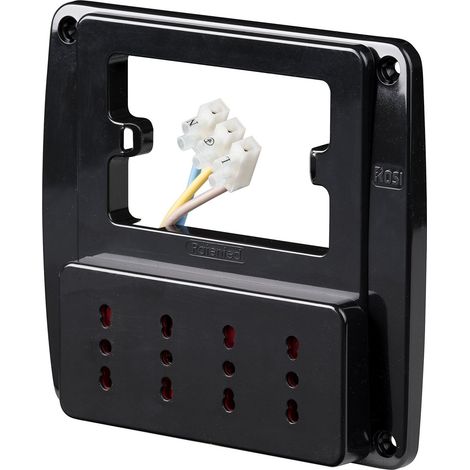 Multiprise Murale Emilia Smart, 4 Prises bivalentes, Noir