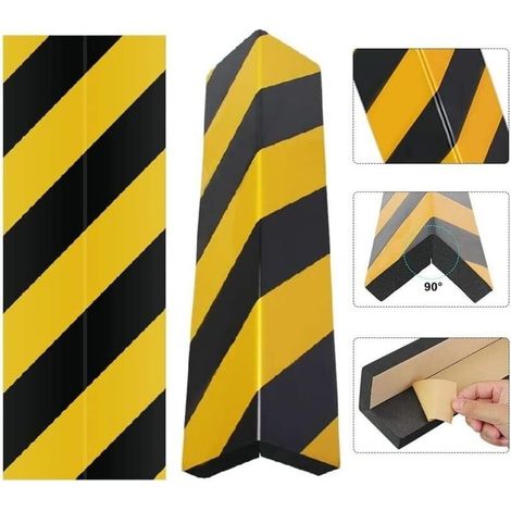 2 Pièces Protection d'angle Mousse Adhésives,40x15 cm Protecteurs de Porte de Voiture, Pare-Chocs de Garage Mousse Auto-adhésive pour Colonnes,Parc,Porte de Garage,Coin,Mur(Jaune Noir) (1/4)