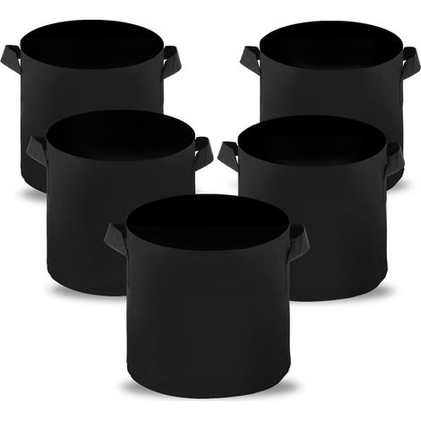 Lot de 5 pots en tissu de 20 l - Sac de plantation 20 l - En tissu non tissé - 30 x 25 cm - Sac de plantation avec poignées pour tomates et pommes de terre - Sacs de plantation pour (1/5)
