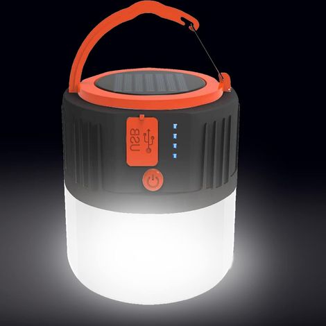 Solar-LED-Laternen für den Außenbereich, USB-aufladbar, wasserdicht, mit 5 Leuchtmodi, für Camping, Garten, Angeln, Jagen, Wandern, Zelt, Notfälle, Schwarz (1/4)