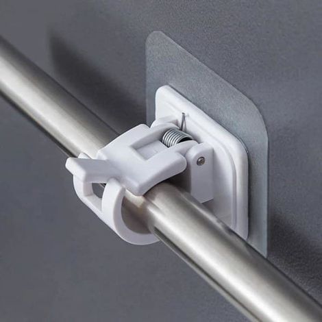 Ecleanfy - Lot de 2 supports de tringle à rideaux autocollants - Supports de rideaux blancs (1/3)