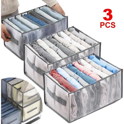 Kleideraufbewahrungsbeutel, dreiteiliges faltbares Kleideraufbewahrungsbeutel-Set, Kleideraufbewahrungsbeutel aus Netzgewebe, geeignet für Hosen, Unterwäsche, T-Shirts, Pullover (1/5)