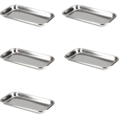 5 pièces Plateau en Acier Inoxydable, Plateau INOX Rectangulaire, Plateaux Médical Rectangulaire INOX, plateau Tatouage Inoxydable, Plateau de Laboratoire Pour Les Tatouages Chirurgie Dentaire (1/5)