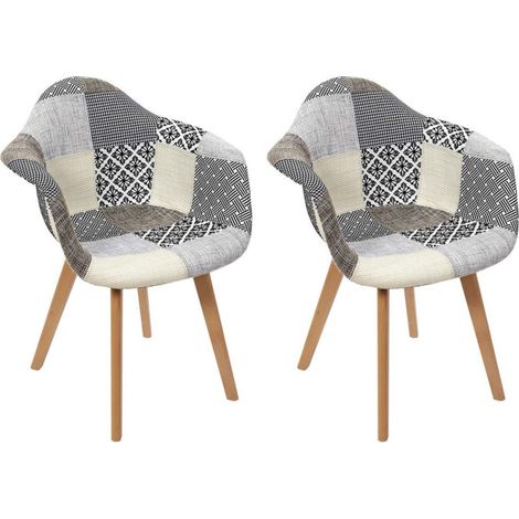 Lot de 2 Fauteuils Design "Patchwork" 85cm Gris (1/5)