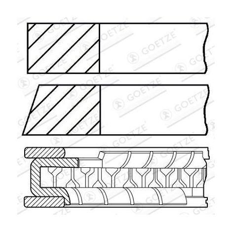 Jeu de segments de pistons GOETZE ENGINE 08-436900-00 SEAT 036 198 151K