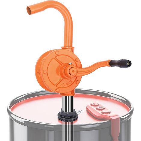 Pompe à tonneau avec manivelle rotative et manuelle, en fonte robuste pour bidon d'essence, diesel, carburant, garage, tonneau à huile, outil de pompe à main (1/5)