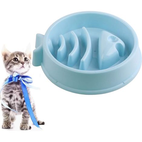 MINKUROW Ciotola Per Alimentazione Lenta Per Cani, Ciotola Anti-Glutone Per Cani Di Piccola E Media Taglia - Forma A Lisca Di Pesce - Antiscivolo(Blu) (1/5)