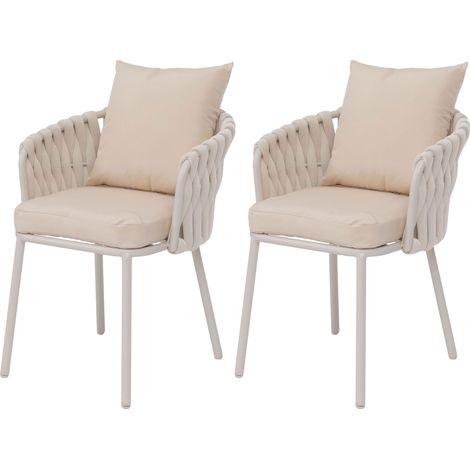 Lot de 2 chaises de jardin en aluminium HWC-P89, fauteuils de jardin, chaise d'extérieur, tissu/text (1/2)