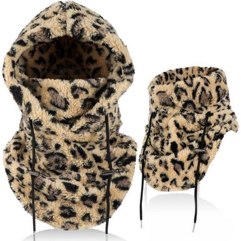 Winter Sturmhaube Fleece mit Nackenwärmer, winddicht & warm, Unisex Leopardenmuster (1/5)