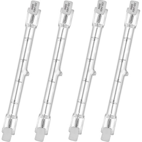Tube halogène HaloLine, base R7S, lampe tube halogène T3, 230V, 300 watts, 118 mm, blanc chaud - 2800K (4 pièces)