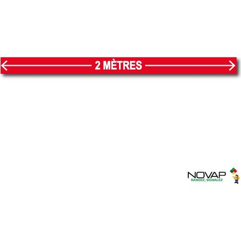 Bande 2 mètres avec flèche - Rouge - spécial sol - 1000x70 mm - 4008370