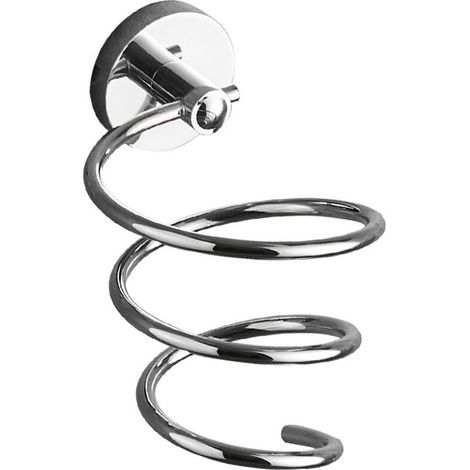 (Colore acciaio inox) Supporto per asciugacapelli da parete, supporto per asciugacapelli in acciaio inox, supporto per cavo da bagno cromato -Crezuo
