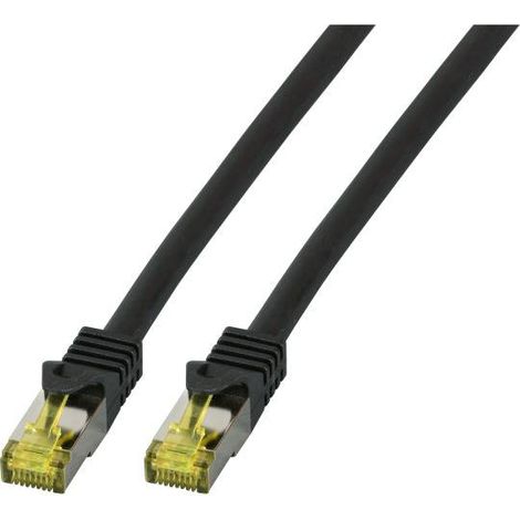EFB Elektronik MK7001.1,5B RJ45 Câble réseau, câble patch CAT 6a (câble brut CAT 7) S/FTP 1.50 m noir ignifuge, sans halogène, avec cliquet d'enc D696971 (1/5)