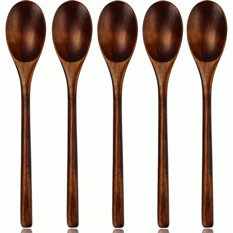 Ensemble de 5 cuillères et fourchettes en bois - Cuillère de 22,5 pouces (1/5)
