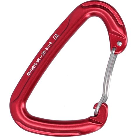 Mousqueton de sécurité rouge type D pour escalade et randonnée, crochet de verrouillage à roulement, accroche rapide, matériel de plein air (1/5)