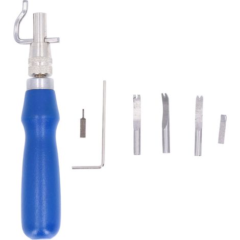 Lot de 7 outils de rainurage en cuir, acier fin, bois et plastique, pour travail artisanal du cuir, idéal pour tracer et marquer. (1/5)