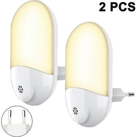Lot de 2 lampes à brancher avec capteur crépusculaire, idéales pour les lits d'enfants.