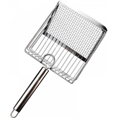 Pelle à litière pour chat en acier inoxydable, pelle à excréments pour chat, poignée ergonomique, adaptée au bac à litière pour chat (1/5)