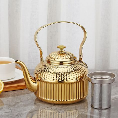 Théière JeiibrZui en acier inoxydable avec filtre - 700 ml - Bouilloire à café style oriental - Bec long et étroit - Poignée ignifugée sécurisée - Idéale pour la maison, le bureau et l'hôtellerie (1/5)