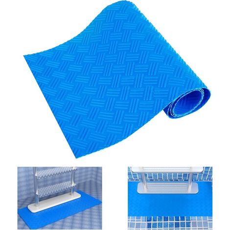 Tapis d'échelle de piscine, tapis de piscine antidérapant, tapis d'escalier de piscine, tapis de marche antidérapant, motif vagues bleues 23×60 cm. (1/5)