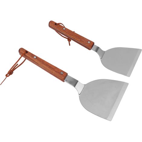 Flacher Grillspatel mit Holzgriff für bequemen Halt. Hitzebeständig, leicht zu reinigen und langlebig. Grillzubehör. Erhältlich in kleinen und mittleren Größen. (1/4)