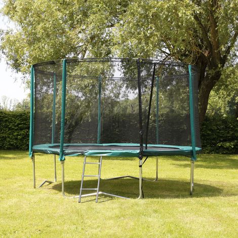 Escalera De 3 Peldaños Para Cama Elástica – 96 Cm, Acero Plateado, Universal Para La Mayoría De Trampolines