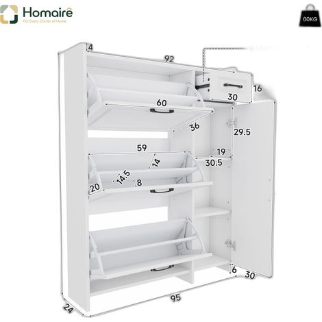 Colonnes de rangement en mdf blanc 92 x 24 x 121 cm HOMAIRE (1/5)